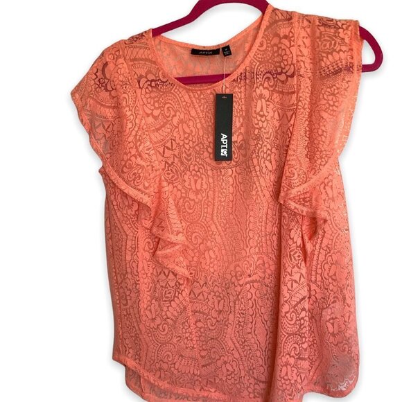 NWT Apt 9 Women's Sheer Lace Sleeveless Blouse Size Medium in "Desert Flower" - Picture 1 of 4